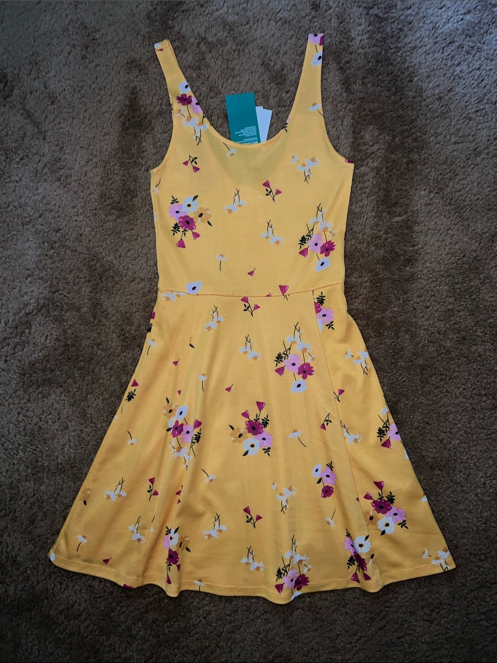Divided Yellow Floral Midi Dress